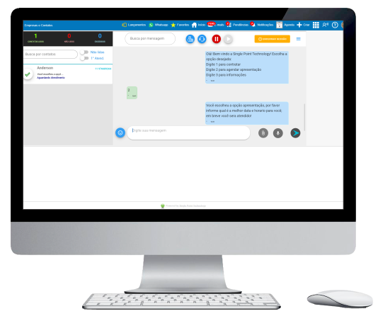 Tela de atendimento CRM whatsapp